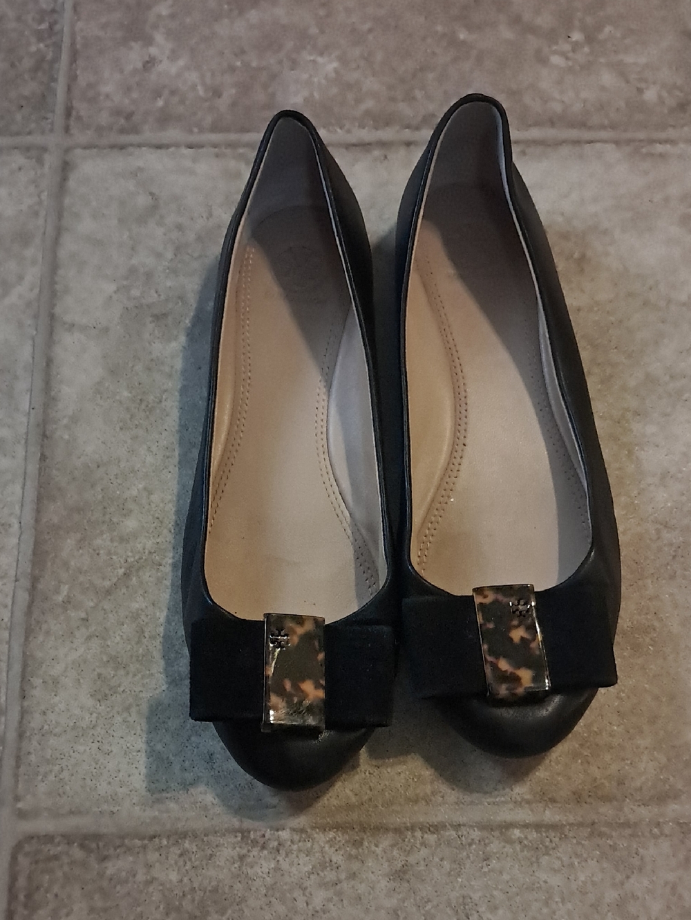 Tortoise Shell Bow Tory Burch Ballerina Flat Ballet Luxury Dress Animal Print - Picture 2 of 8